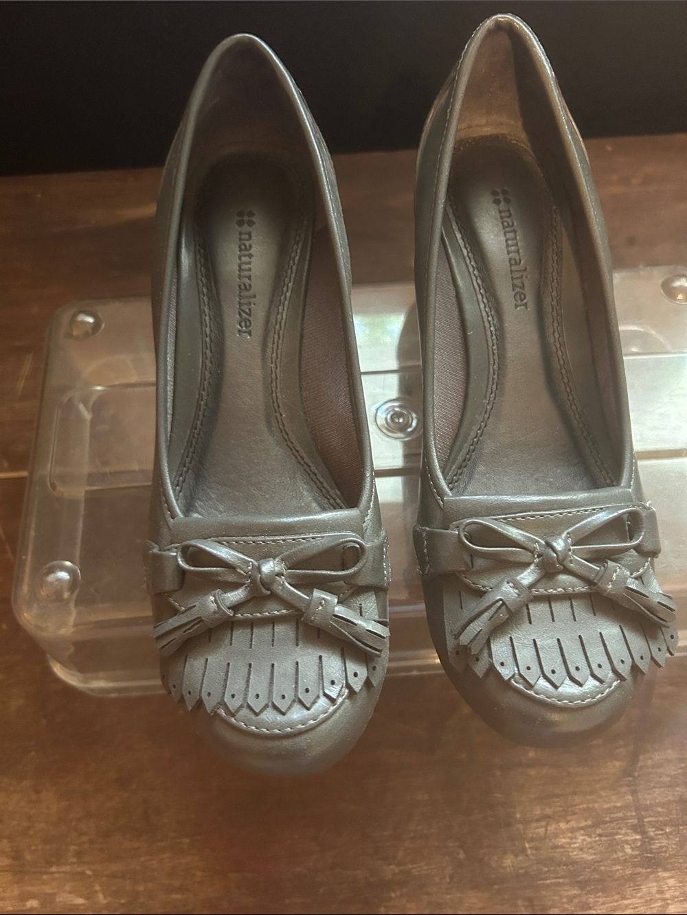 Naturalizer Gray Kiltie Loafers with Bow Accent Size 6.5 M
